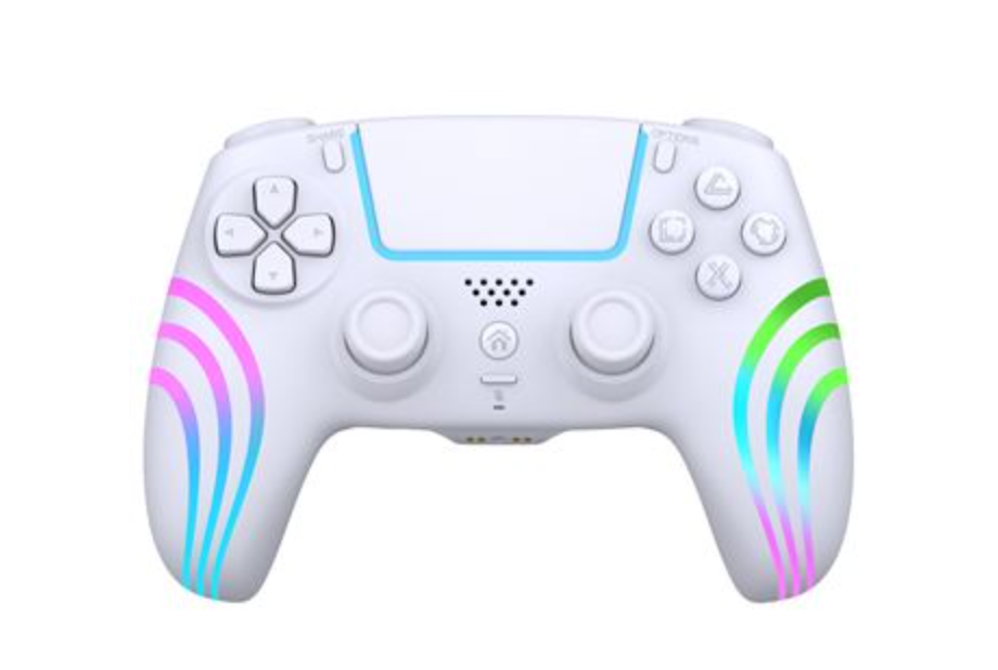 Alpha Omega Players Wireless Rainbow LED Controller (White) – Compatible with PlayStation 4 and PC